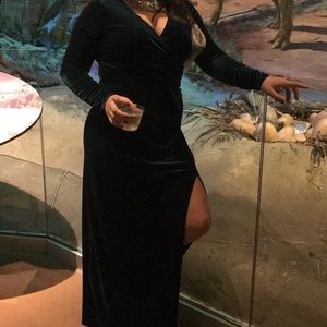 Charlotte Russe dark green velvet maxi dress